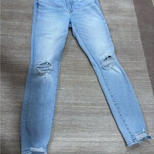Good American Light Blue Ripped Skinny Jeans